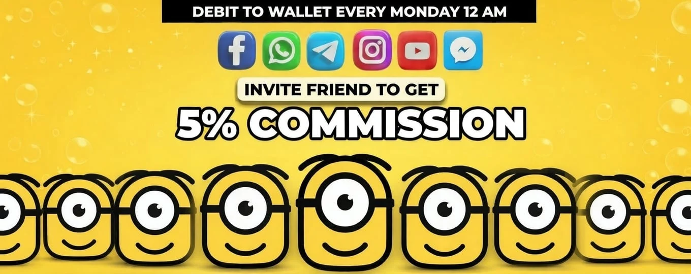 Minion88 Banner Invite friends for 5% commission.